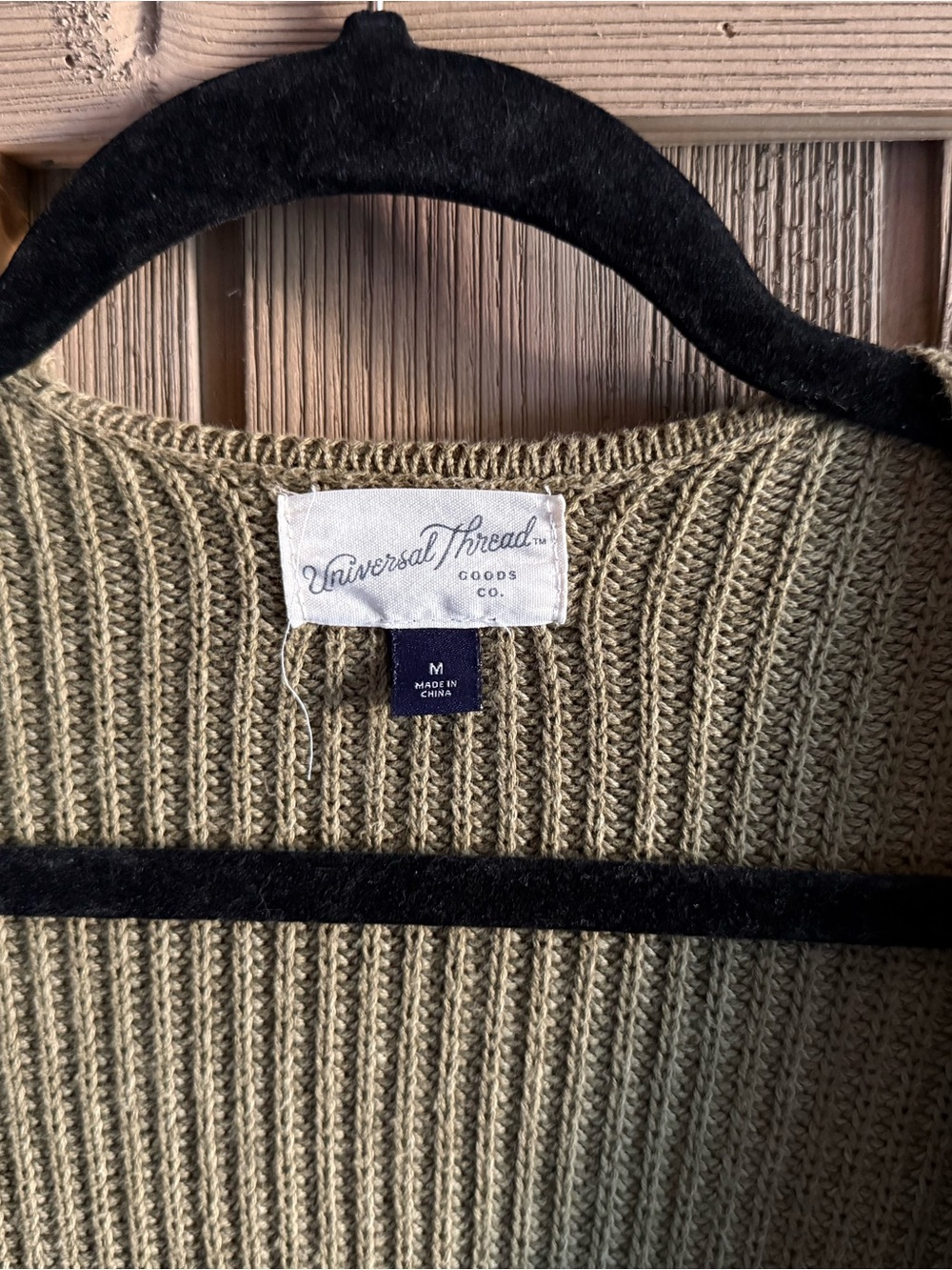 Universal Thread Olive Open-Front Ribbed Cardigan - Picture 2 of 2